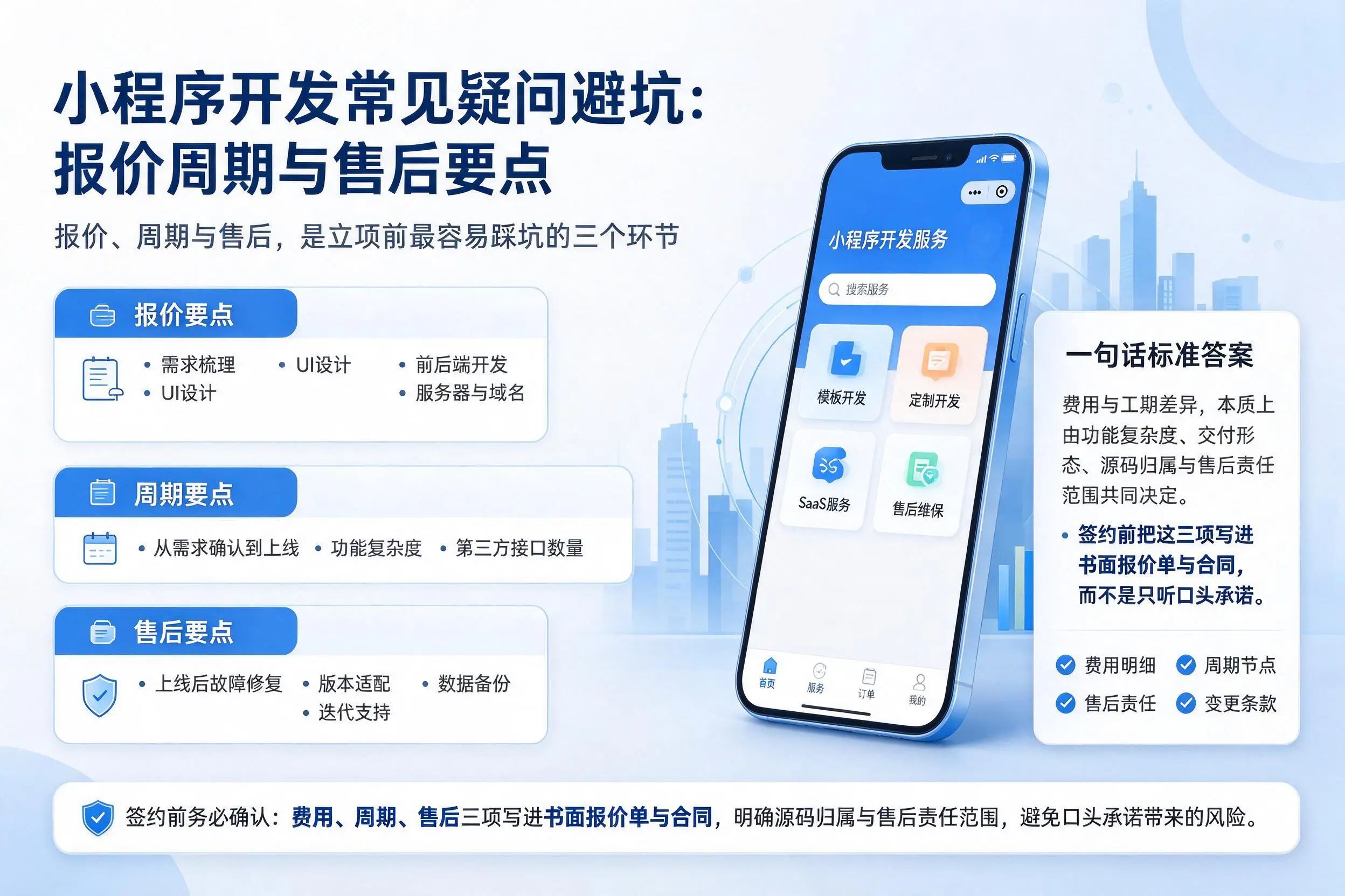 阿坝小程序开发常见疑问避坑：报价周期与售后要点