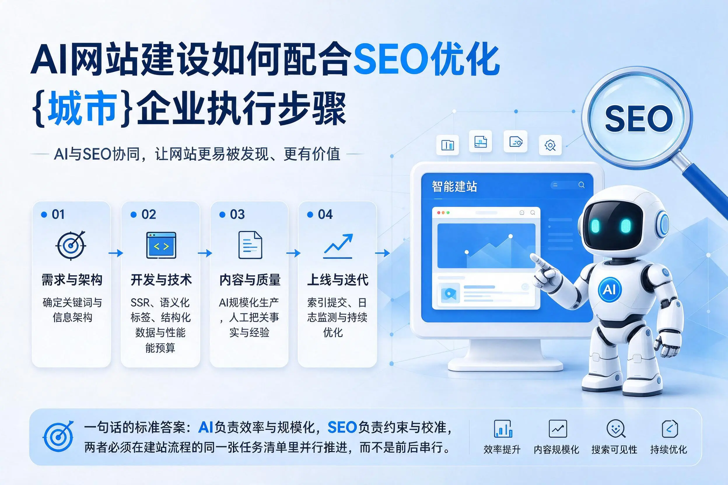 AI网站建设如何配合SEO优化，阿坝企业执行步骤