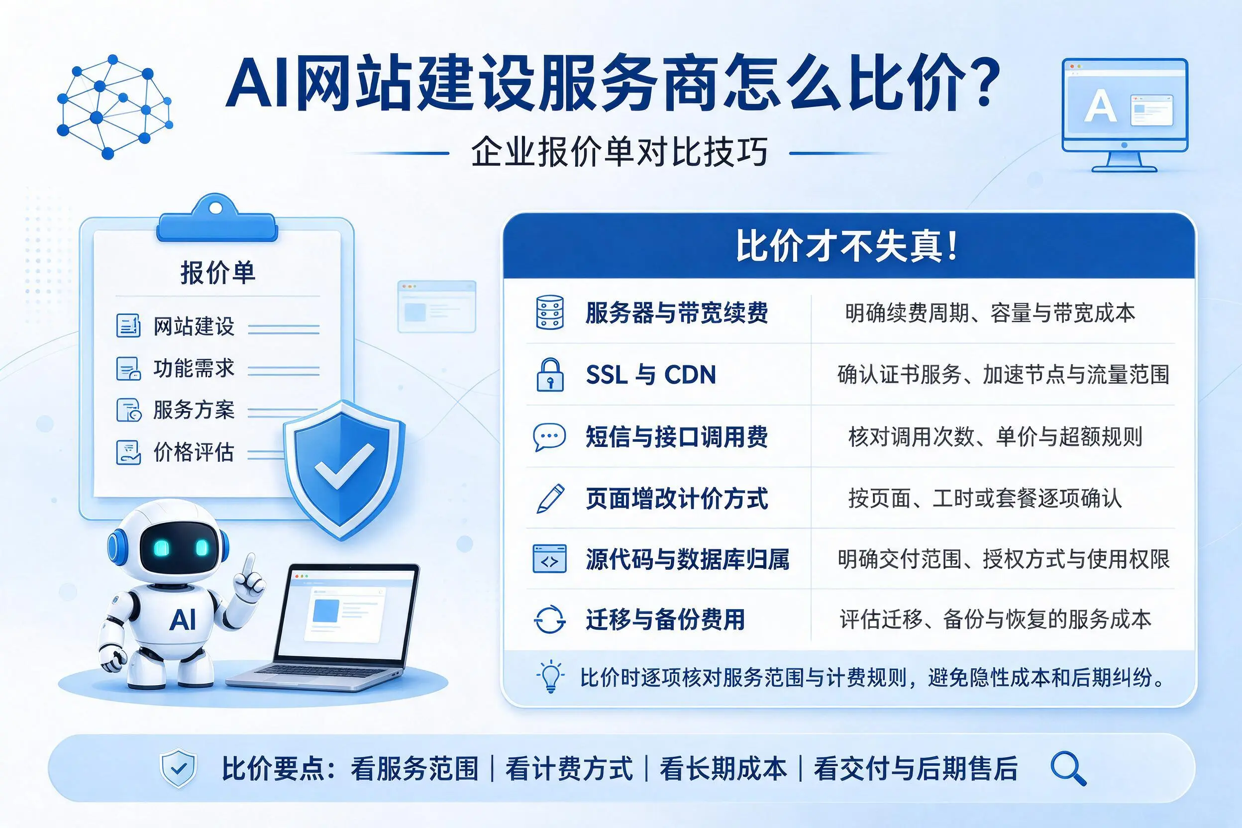 AI网站建设服务商怎么比价？阿坝企业报价单对比技巧