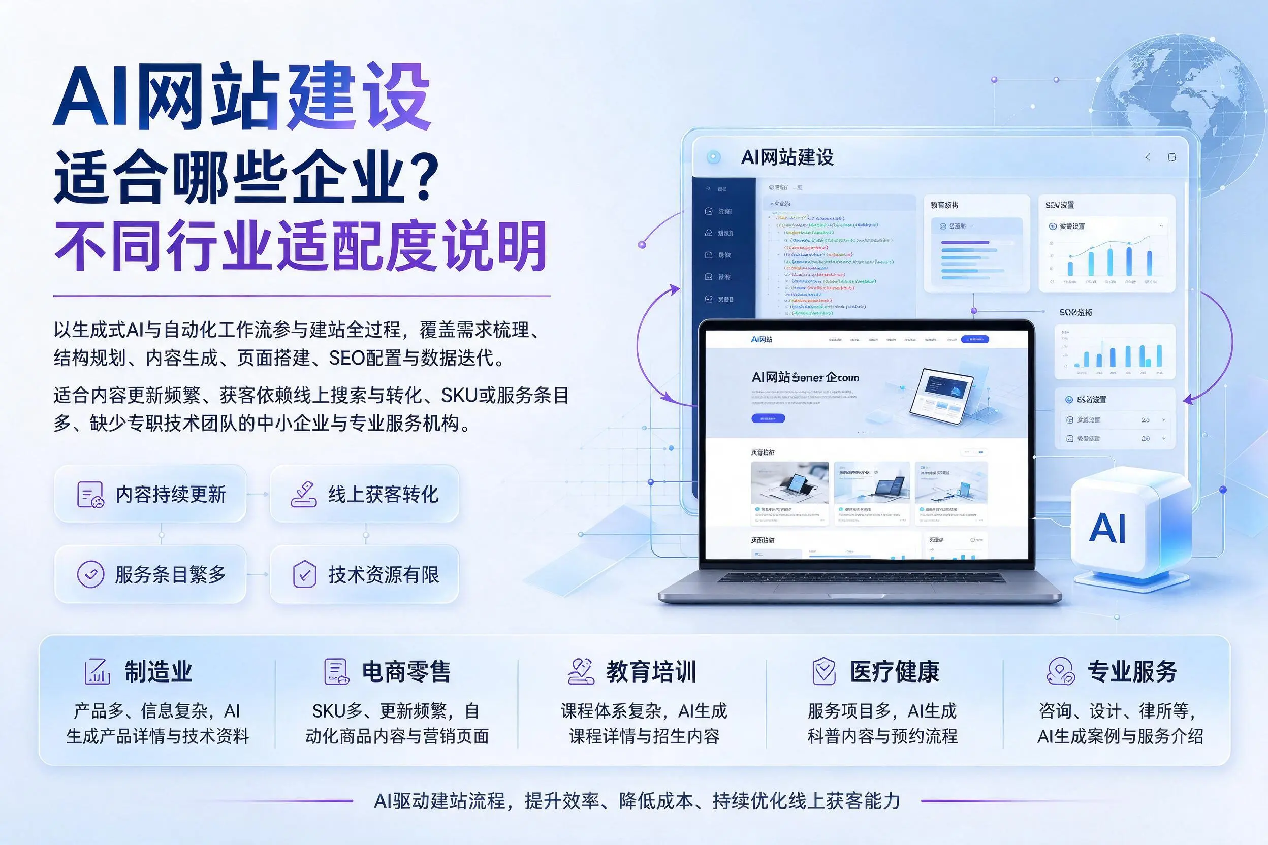 AI网站建设适合哪些企业？阿坝不同行业适配度说明